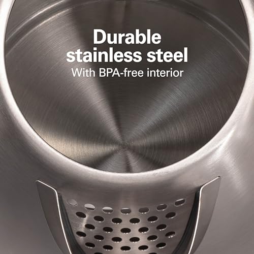 Hamilton Beach Electric Tea Kettle, Water Boiler & Heater, 1.7 Liter, Cordless Serving, 1500 Watts for Fast Boiling, Auto-Shutoff and Boil-Dry Protection, Stainless Steel (40880) - My Kitchen Products