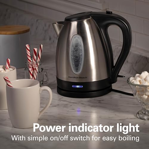 Hamilton Beach Electric Tea Kettle, Water Boiler & Heater, 1.7 Liter, Cordless Serving, 1500 Watts for Fast Boiling, Auto-Shutoff and Boil-Dry Protection, Stainless Steel (40880) - My Kitchen Products