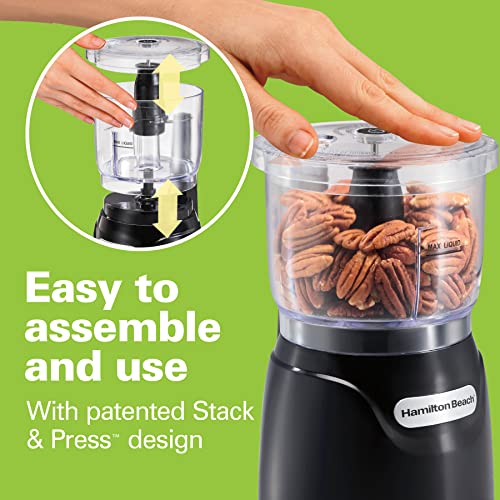 Hamilton Beach Electric Vegetable Chopper & Mini Food Processor, 3-Cup, 350 Watts, for Dicing, Mincing, and Puree, Black (72850) - My Kitchen Products