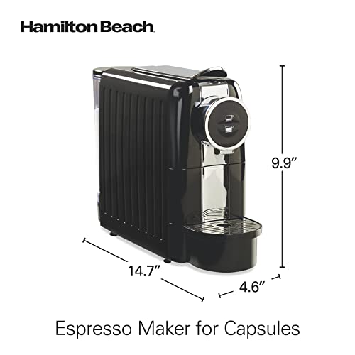 Hamilton Beach Espresso Machine, Compatible with Nespresso Pods, Single Serve Coffee Maker, Powerful Italian 19 Bar Pump, 22 oz. Water Reservoir, Custom Cup Size, Holds 13 Capsules, Black (40726) - My Kitchen Products