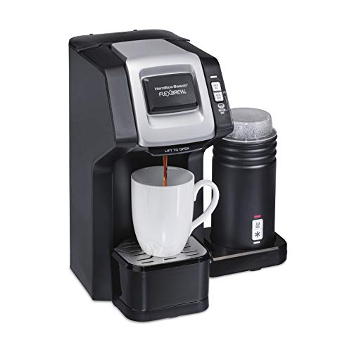 Hamilton Beach FlexBrew Single-Serve Coffee Maker with Milk Frother Compatible with K-Cup Pods and Grounds, 1cups, Black (49949) - My Kitchen Products