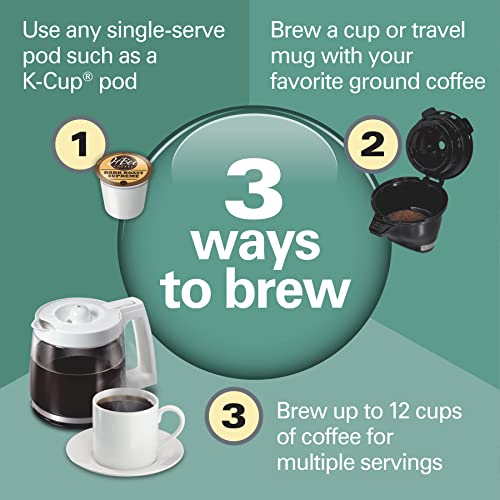 Hamilton Beach FlexBrew Trio 2-Way Coffee Maker, Compatible with K-Cup Pods or Grounds, Combo, Single Serve & Full 12 Cup Coffee Pot, White, Fast Brewing, Removeable Reservoir - My Kitchen Products
