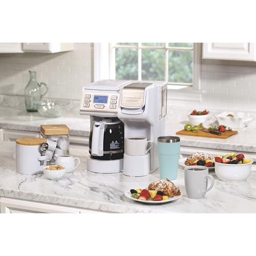Hamilton Beach FlexBrew Trio 2-Way Coffee Maker, Compatible with K-Cup Pods or Grounds, Combo, Single Serve & Full 12 Cup Coffee Pot, White, Fast Brewing, Removeable Reservoir - My Kitchen Products