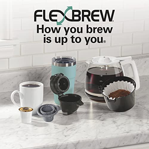 Hamilton Beach FlexBrew Trio 2-Way Coffee Maker, Compatible with K-Cup Pods or Grounds, Combo, Single Serve & Full 12 Cup Coffee Pot, White, Fast Brewing, Removeable Reservoir - My Kitchen Products