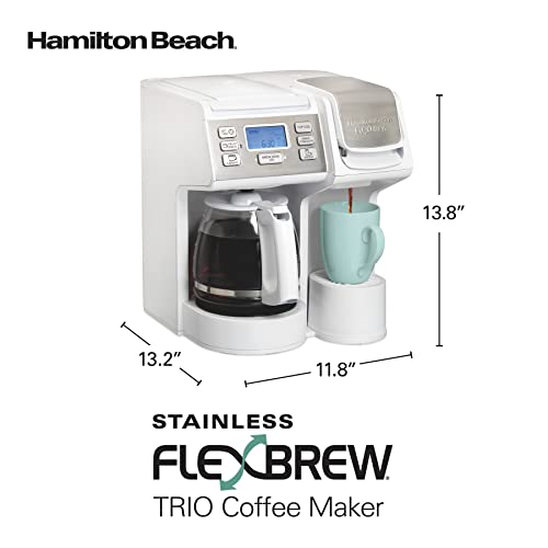 Hamilton Beach FlexBrew Trio 2-Way Coffee Maker, Compatible with K-Cup Pods or Grounds, Combo, Single Serve & Full 12 Cup Coffee Pot, White, Fast Brewing, Removeable Reservoir - My Kitchen Products