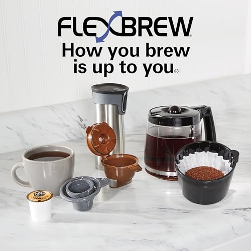 Hamilton Beach FlexBrew Trio 2-Way Coffee Maker, Compatible with K-Cup Pods or Grounds, Combo, Single Serve & Full 12c Pot, Black - My Kitchen Products