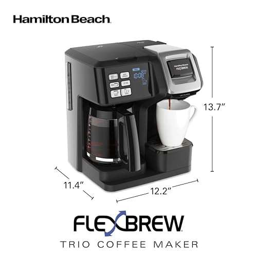 Hamilton Beach FlexBrew Trio 2-Way Coffee Maker, Compatible with K-Cup Pods or Grounds, Combo, Single Serve & Full 12c Pot, Black - My Kitchen Products