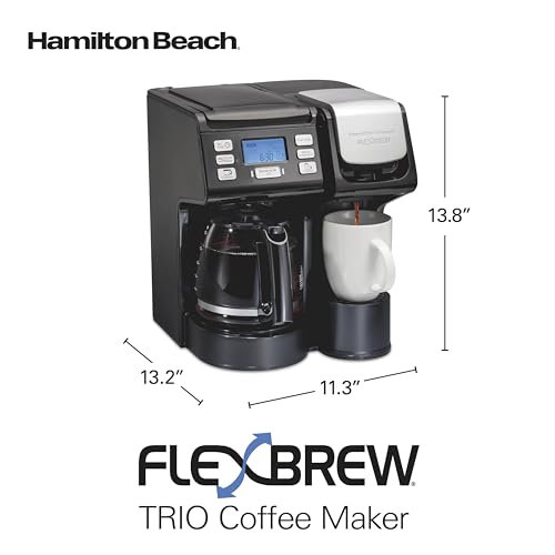 Hamilton Beach FlexBrew Trio 2-Way Coffee Maker, Compatible with K-Cup Pods or Grounds, Combo, Single Serve & Full 12c Pot, Black - Fast Brewing (49902) - My Kitchen Products