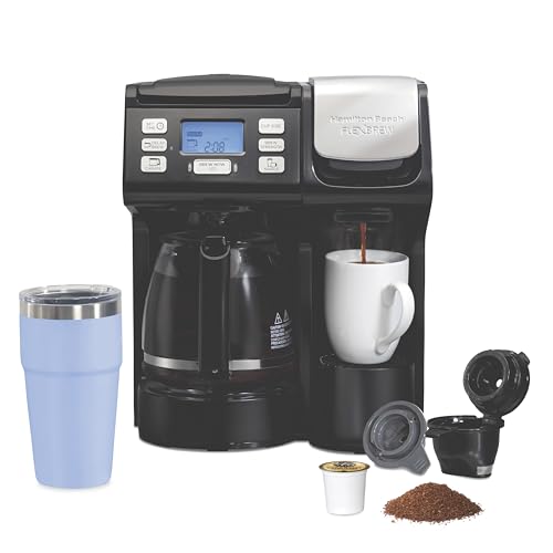 Hamilton Beach FlexBrew Trio 2-Way Coffee Maker, Compatible with K-Cup Pods or Grounds, Combo, Single Serve & Full 12c Pot, Black - Fast Brewing (49902) - My Kitchen Products