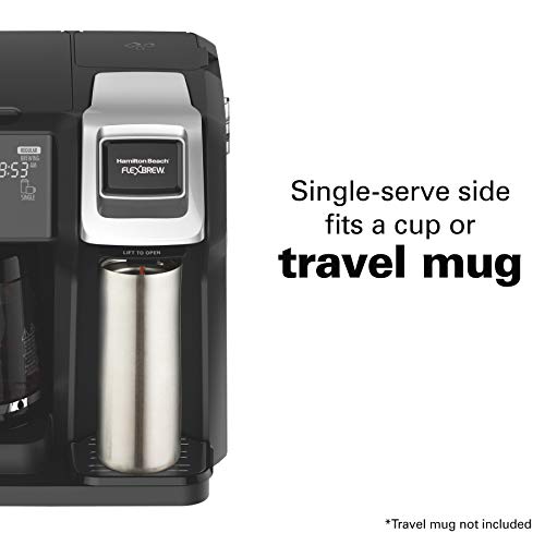 Hamilton Beach FlexBrew Trio 2-Way Coffee Maker, Compatible with K-Cup Pods or Grounds, Single Serve & Full 12c Pot, Permanent Gold-Tone Filter, Black & Silver - My Kitchen Products