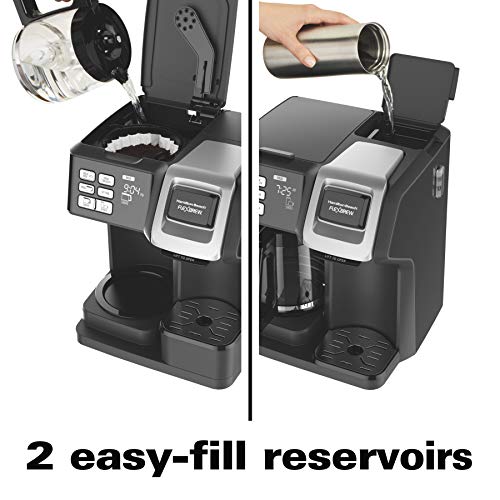 Hamilton Beach FlexBrew Trio 2-Way Coffee Maker, Compatible with K-Cup Pods or Grounds, Single Serve & Full 12c Pot, Permanent Gold-Tone Filter, Black & Silver - My Kitchen Products