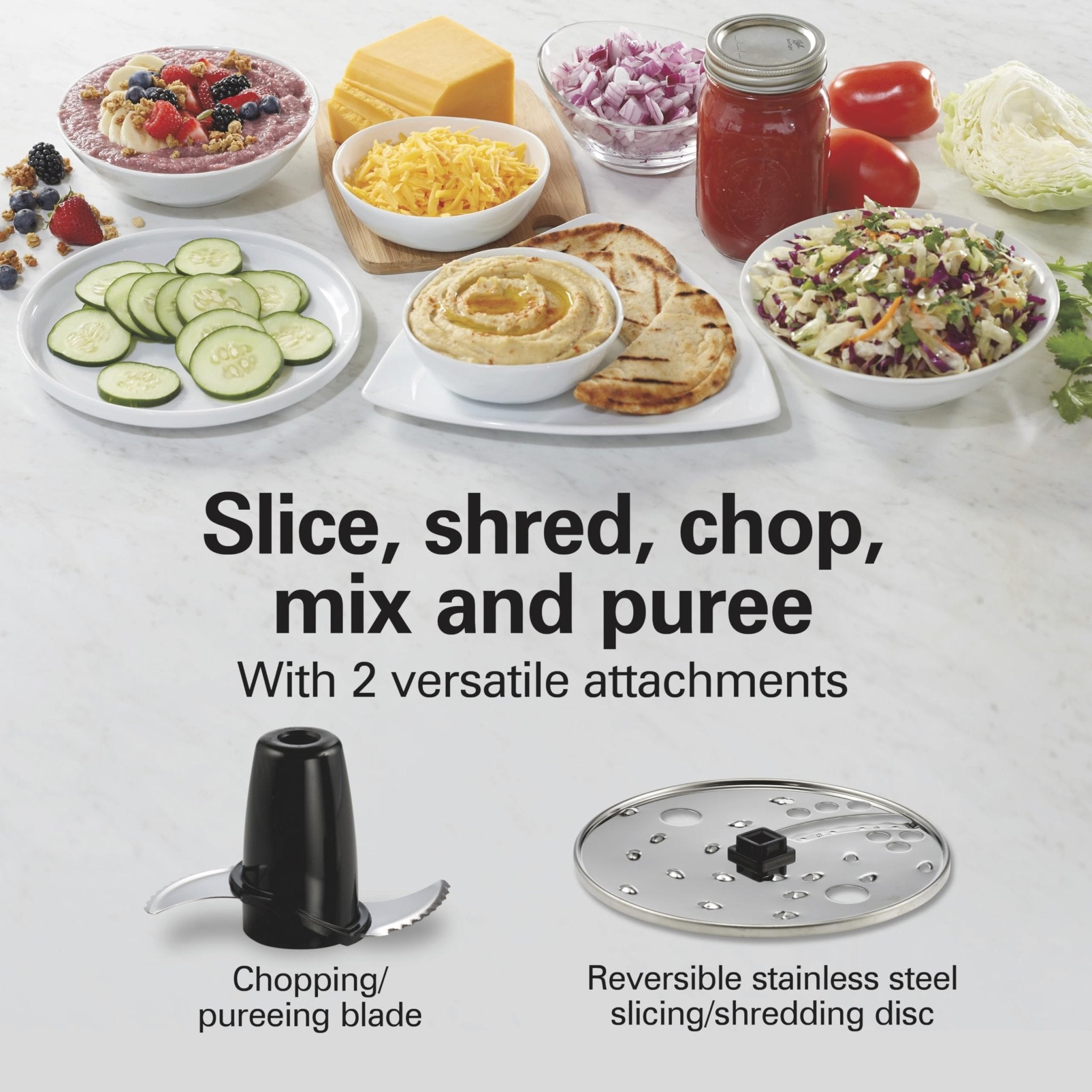 Hamilton Beach Food Processor & Vegetable Chopper for Slicing, Shredding, Mincing, and Puree, 10 Cups + Easy Clean Bowl Scraper, Black and Stainless Steel (70730) - My Kitchen Products
