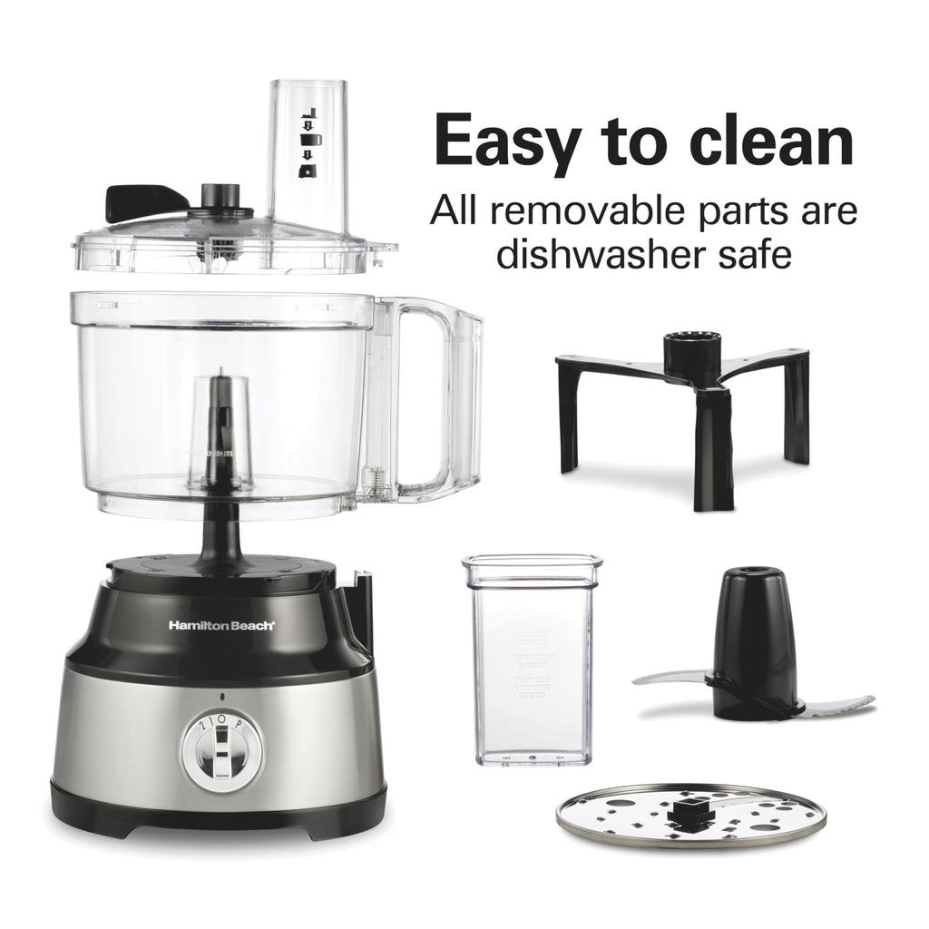 Hamilton Beach Food Processor & Vegetable Chopper for Slicing, Shredding, Mincing, and Puree, 10 Cups + Easy Clean Bowl Scraper, Black and Stainless Steel (70730) - My Kitchen Products