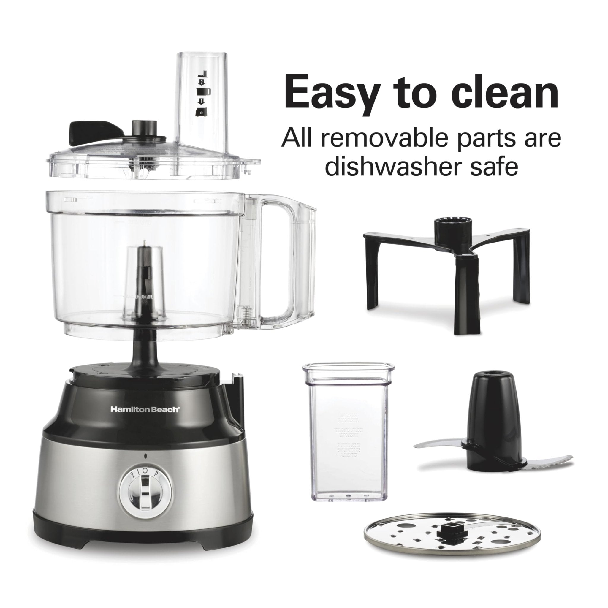 Hamilton Beach Food Processor & Vegetable Chopper for Slicing, Shredding, Mincing, and Puree, 10 Cups + Easy Clean Bowl Scraper, Black and Stainless Steel (70730) - My Kitchen Products