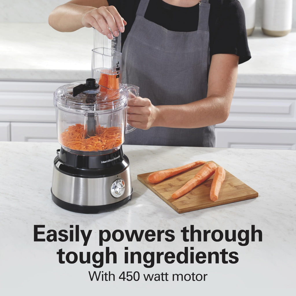 Hamilton Beach Food Processor & Vegetable Chopper for Slicing, Shredding, Mincing, and Puree, 10 Cups + Easy Clean Bowl Scraper, Black and Stainless Steel (70730) - My Kitchen Products
