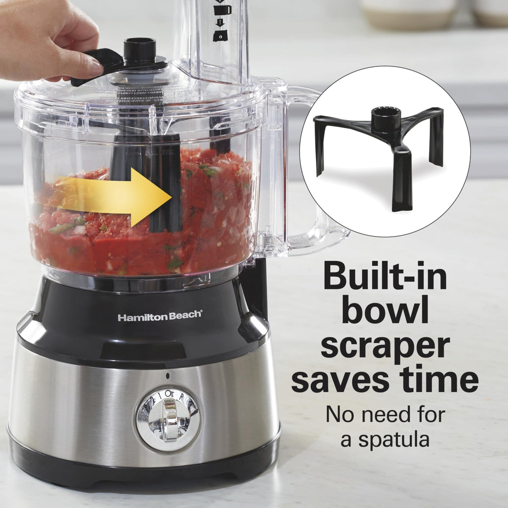 Hamilton Beach Food Processor & Vegetable Chopper for Slicing, Shredding, Mincing, and Puree, 10 Cups + Easy Clean Bowl Scraper, Black and Stainless Steel (70730) - My Kitchen Products