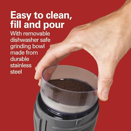 Hamilton Beach Fresh Grind Electric Coffee Grinder for Beans, Spices and More, Stainless Steel Blades, Removable Chamber, Makes up to 12 Cups, Black - My Kitchen Products