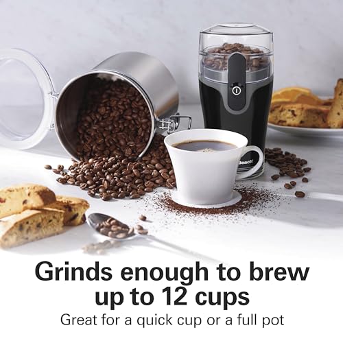 Hamilton Beach Fresh Grind Electric Coffee Grinder for Beans, Spices and More, Stainless Steel Blades, Removable Chamber, Makes up to 12 Cups, Black - My Kitchen Products