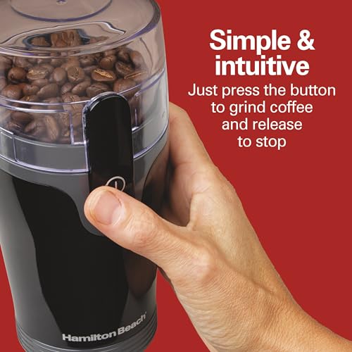 Hamilton Beach Fresh Grind Electric Coffee Grinder for Beans, Spices and More, Stainless Steel Blades, Removable Chamber, Makes up to 12 Cups, Black - My Kitchen Products