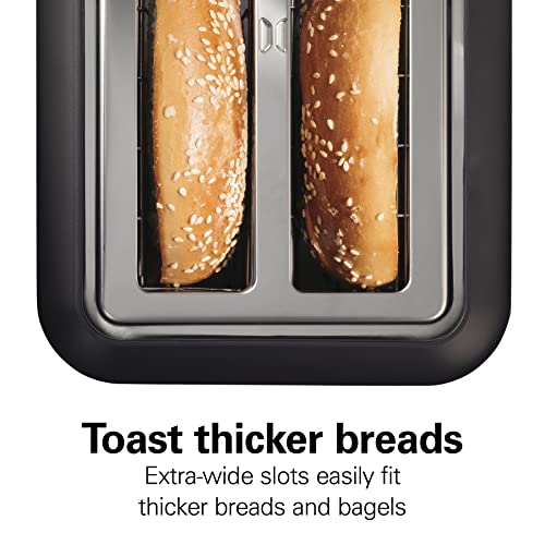 Hamilton Beach Gourmet 2 Slice Slot Toaster with Extra Long & Wide Slots, Sure-Toast Technology, Shade Selector with 7 Browning Levels, Bagel Setting, Matte Black and Stainless Steel (22996) - My Kitchen Products