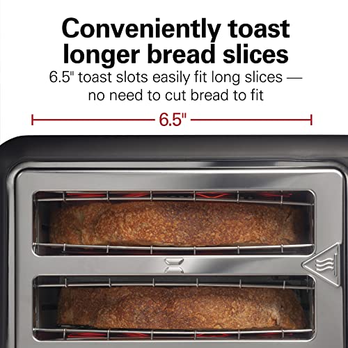 Hamilton Beach Gourmet 2 Slice Slot Toaster with Extra Long & Wide Slots, Sure-Toast Technology, Shade Selector with 7 Browning Levels, Bagel Setting, Matte Black and Stainless Steel (22996) - My Kitchen Products