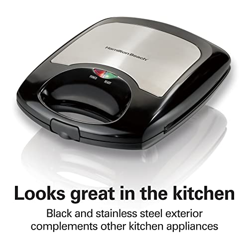 Hamilton Beach Non-Stick Belgian Waffle Maker with Indicator Lights, Makes 4 4" x 5" Mini Waffles, Hashbrowns or Keto Chaffles at Once, Compact Design for Easy Storage, Black & Stainless Steel (26020) - My Kitchen Products