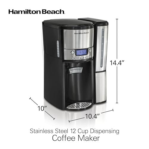 Hamilton Beach One Press Programmable Dispensing 12 Cup Coffee Maker with Internal Coffee Pot, Stays Warm and Fresh for Hours, 60 oz. Removable Reservoir, Black & Stainless Steel (47950) - My Kitchen Products