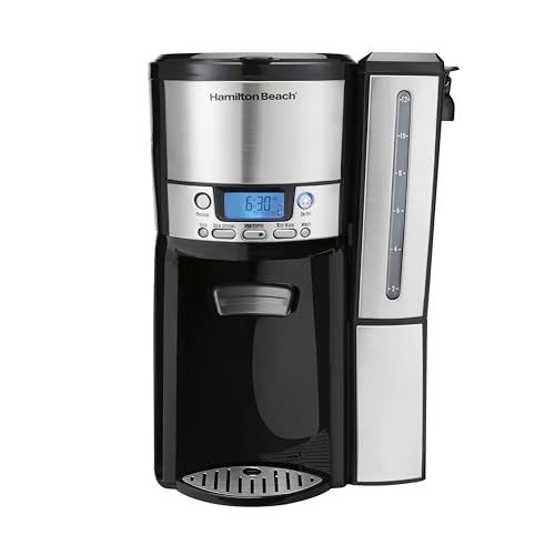 Hamilton Beach One Press Programmable Dispensing 12 Cup Coffee Maker with Internal Coffee Pot, Stays Warm and Fresh for Hours, 60 oz. Removable Reservoir, Black & Stainless Steel (47950) - My Kitchen Products