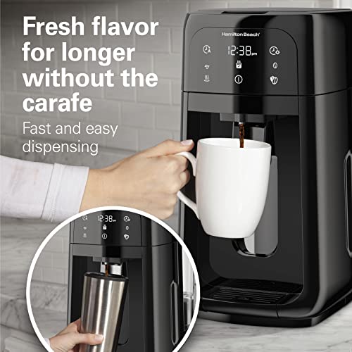 Hamilton Beach One Press Programmable Dispensing Drip Coffee Maker with 12 Cup Internal Brew Pot, Removable Water Reservoir, Black Next Gen (47600) - My Kitchen Products