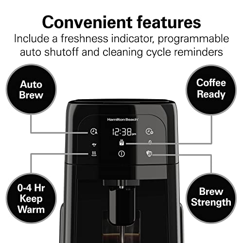 Hamilton Beach One Press Programmable Dispensing Drip Coffee Maker with 12 Cup Internal Brew Pot, Removable Water Reservoir, Black Next Gen (47600) - My Kitchen Products