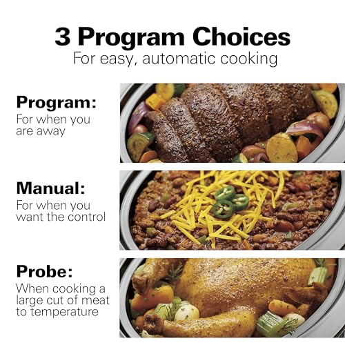 Hamilton Beach Portable 6 Quart Set & Forget Digital Programmable Slow Cooker with Lid Lock, Temperature Probe, Dishwasher Safe Crock & Lid, Stainless Steel (33969A) - My Kitchen Products