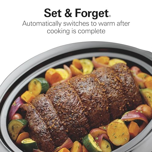 Hamilton Beach Portable 7 Quart Programmable Slow Cooker with Three Temperature Settings, Lid Latch Strap for Easy Travel, Dishwasher Safe Crock, Black (33474G) - My Kitchen Products