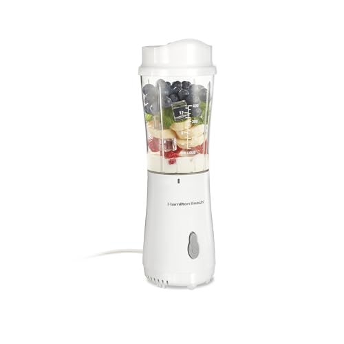 Hamilton Beach Portable Blender for Shakes and Smoothies, 14 Oz BPA Free Travel Cup & Lid, Durable Stainless Steel