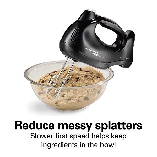 Hamilton Beach Power Deluxe 6-Speed Electric Hand Mixer with Snap-On Storage Case, QuickBurst, Beaters, Whisk, Powerful 250 Watt Motor, Bowl Rest, Black (62692) - My Kitchen Products