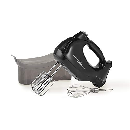 Hamilton Beach Power Deluxe 6-Speed Electric Hand Mixer with Snap-On Storage Case, QuickBurst, Beaters, Whisk, Powerful 250 Watt Motor, Bowl Rest, Black (62692) - My Kitchen Products