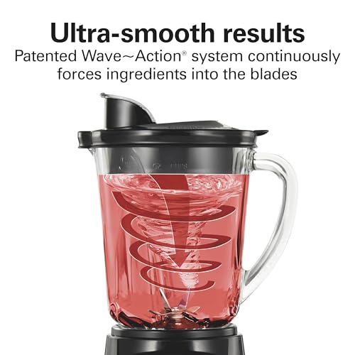 Hamilton Beach Power Elite Wave Action Blender For Smoothies, 40 Oz Glass Jar, 12 Functions Including Puree, Crush Ice, 700 Watts - Black (58148A) - My Kitchen Products