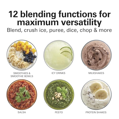 Hamilton Beach Power Elite Wave Action Blender For Smoothies, 40 Oz Glass Jar, 12 Functions Including Puree, Crush Ice, 700 Watts - Black (58148A) - My Kitchen Products