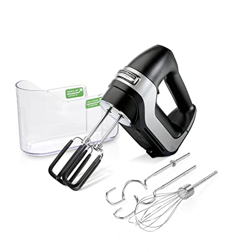 Hamilton Beach Professional 7-Speed Digital Electric Hand Mixer with High-Performance DC Motor, Slow Start, Snap-On Storage Case, SoftScrape Beaters, Whisk, Dough Hooks, Matte Black (62655) - My Kitchen Products