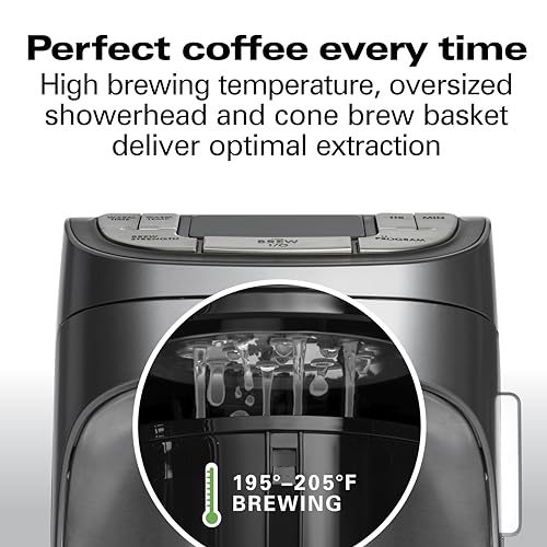 Hamilton Beach Professional Programmable Drip Coffee Maker, 12 Cup Capacity Ergonomic Carafe, 60oz Removable Reservoir,120 volts, Brushed Metal (49500) - My Kitchen Products