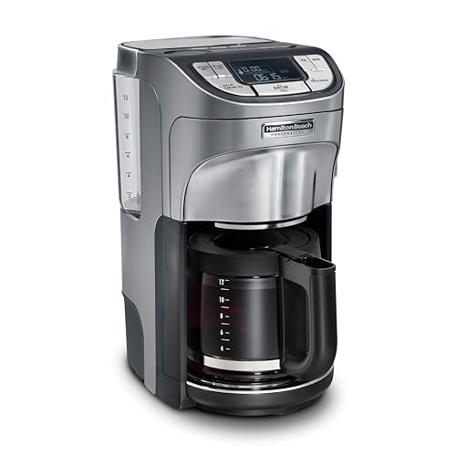 Hamilton Beach Professional Programmable Drip Coffee Maker, 12 Cup Capacity Ergonomic Carafe, 60oz Removable Reservoir,120 volts, Brushed Metal (49500) - My Kitchen Products
