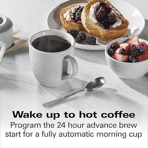 Hamilton Beach Professional Programmable Drip Coffee Maker, 12 Cup Capacity Ergonomic Carafe, 60oz Removable Reservoir,120 volts, Brushed Metal (49500) - My Kitchen Products