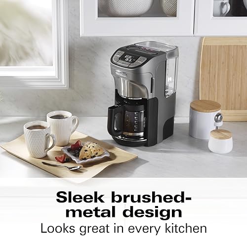 Hamilton Beach Professional Programmable Drip Coffee Maker, 12 Cup Capacity Ergonomic Carafe, 60oz Removable Reservoir,120 volts, Brushed Metal (49500) - My Kitchen Products