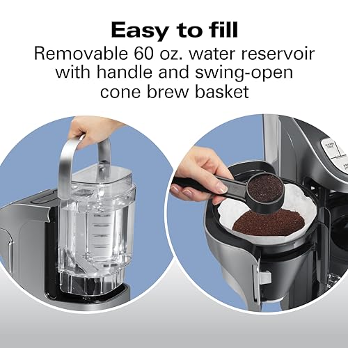 Hamilton Beach Professional Programmable Drip Coffee Maker, 12 Cup Capacity Ergonomic Carafe, 60oz Removable Reservoir,120 volts, Brushed Metal (49500) - My Kitchen Products