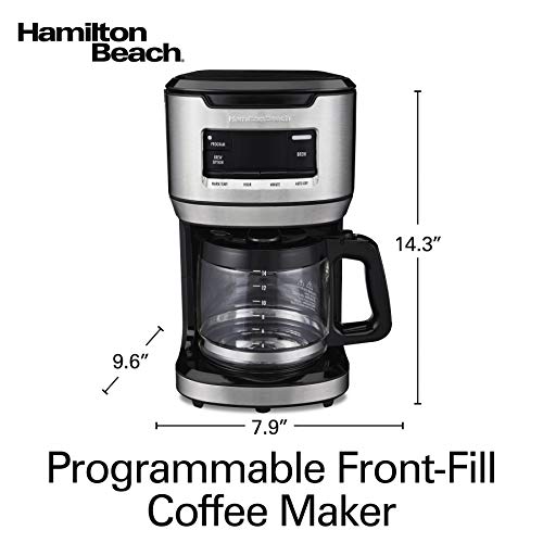 Hamilton Beach Programmable FrontFill Coffee Maker, Extra-Large 14 Cup Capacity, Black/Stainless (46390) - My Kitchen Products