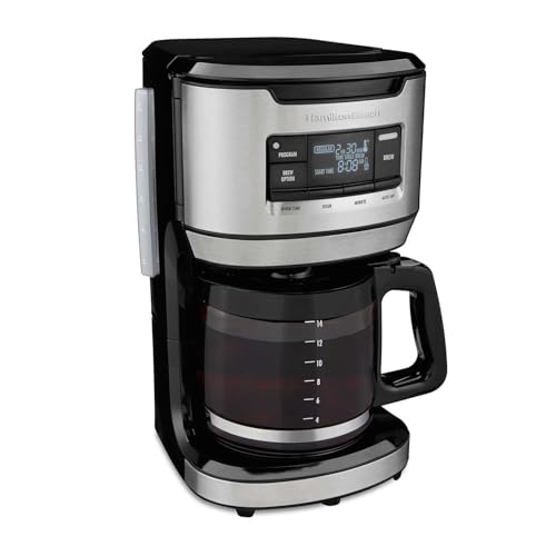 Hamilton Beach Programmable FrontFill Coffee Maker, Extra-Large 14 Cup Capacity, Black/Stainless (46390) - My Kitchen Products
