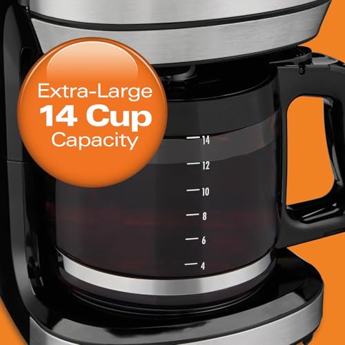 Hamilton Beach Programmable FrontFill Coffee Maker, Extra-Large 14 Cup Capacity, Black/Stainless (46390) - My Kitchen Products