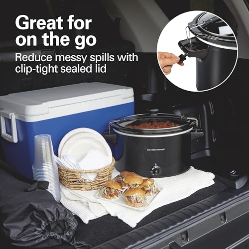Hamilton Beach Slow Cooker, Extra Large 10 Quart, Stay or Go Portable With Lid Lock, Dishwasher Safe Crock, Black (33195) - My Kitchen Products