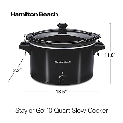 Hamilton Beach Slow Cooker, Extra Large 10 Quart, Stay or Go Portable With Lid Lock, Dishwasher Safe Crock, Black (33195) - My Kitchen Products