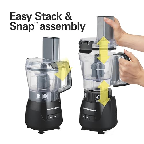 Hamilton Beach Stack & Snap 4-Cup Mini Food Processor & Vegetable Chopper, 250 Watts, for Slicing, Shredding, and Puree, Black (70510) - My Kitchen Products