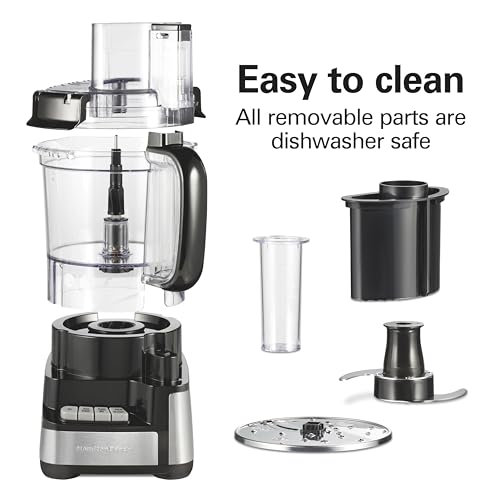 Hamilton Beach Stack & Snap Food Processor and Vegetable Chopper, BPA Free, Stainless Steel Blades, 12 Cup Bowl, 2-Speed 450 Watt Motor, Black (70725A) - My Kitchen Products